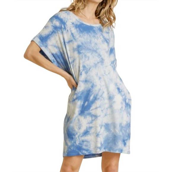 NEW UMGEE ribbed tie dye dress in sky blue - Picture 1 of 3